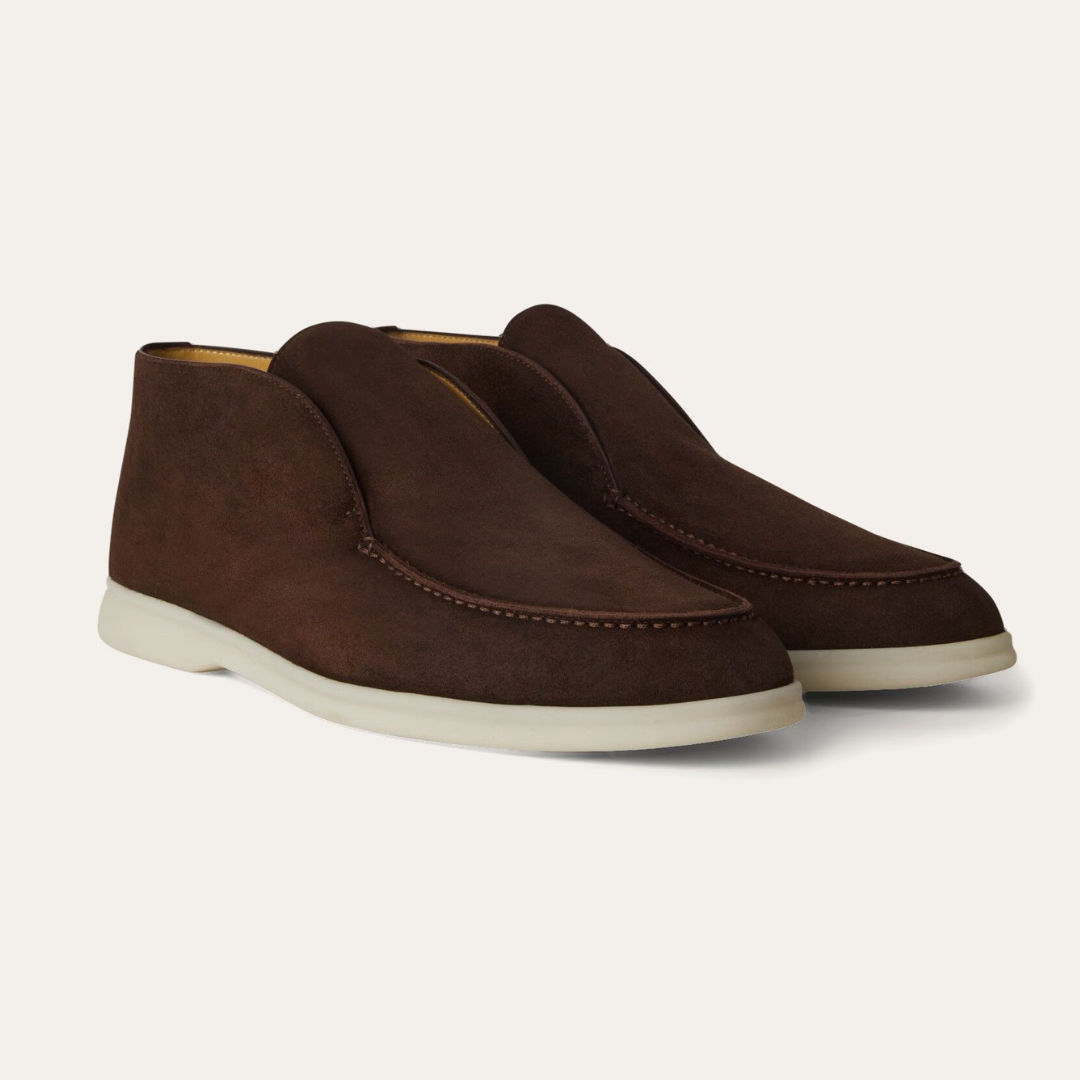 Sapatos Casuais e Elegante Feitos à Mão em Pele de Camurça para Homen