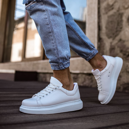 Sapatos Minimalistas em Couro Branca para Homem