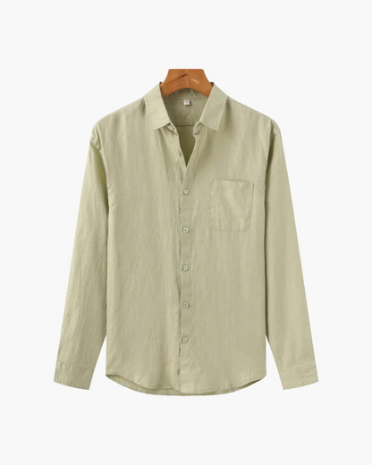 Camisa de linho elegante de manga comprida para homem